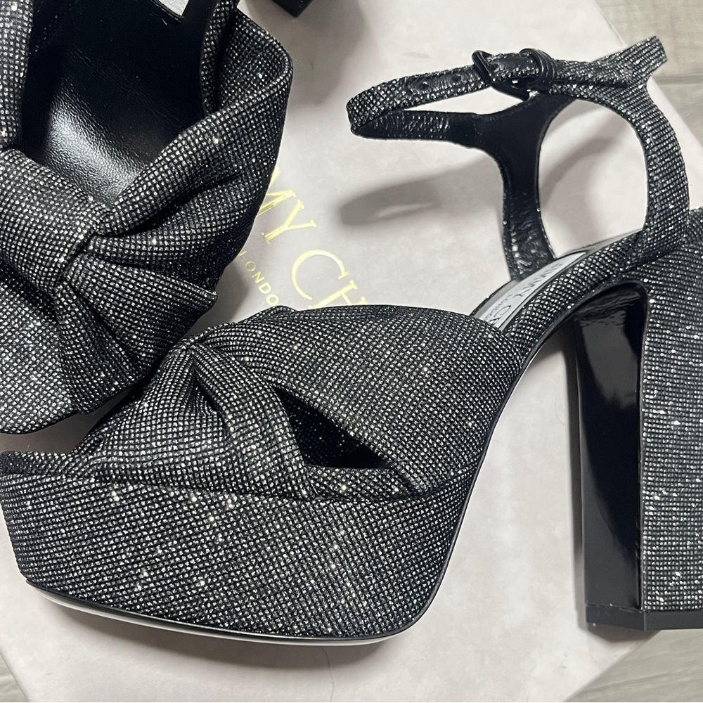 Jimmy Choo Elegant Heloise 120 Black High Heel Sandals - Picture 7 of 13